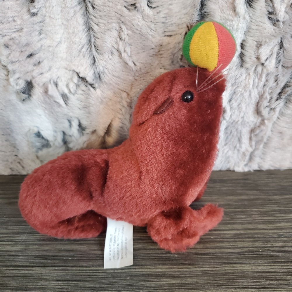 Play By Play Redish Brown Seal Sea Lion Walrus Plush 7" Balancing Ball On Nose